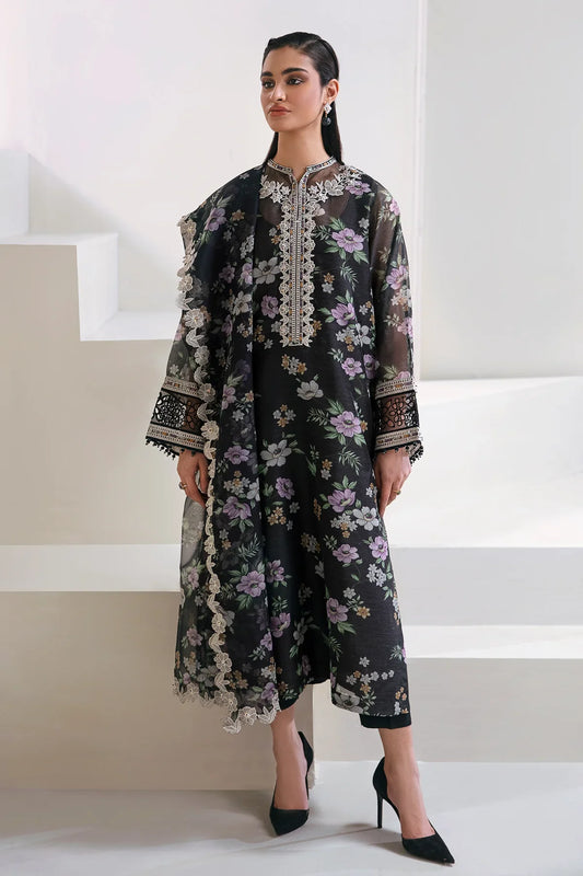 BAROQUE -3PC PRINTED LINEN DRESS WITH PRINTED LINEN DUPATTA- FW-35