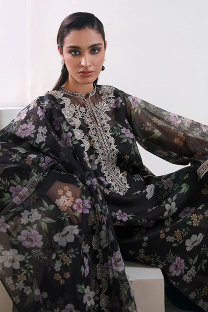 BAROQUE -3PC PRINTED LINEN DRESS WITH PRINTED LINEN DUPATTA- FW-35