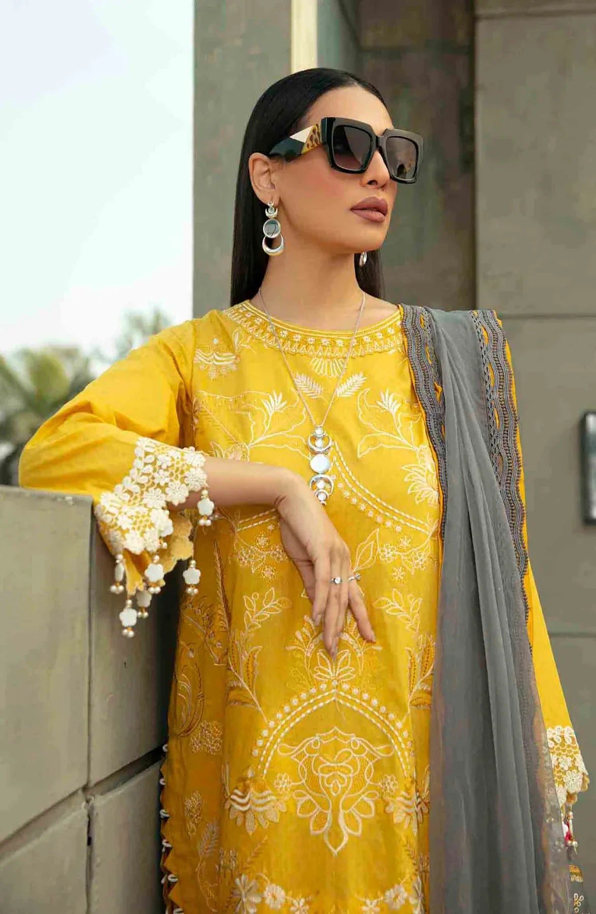 RAAYA -3PC EMBROIDED DHANAK DRESS WITH EMBROIDED DHANAK WOOL SHAWL- FCW-04