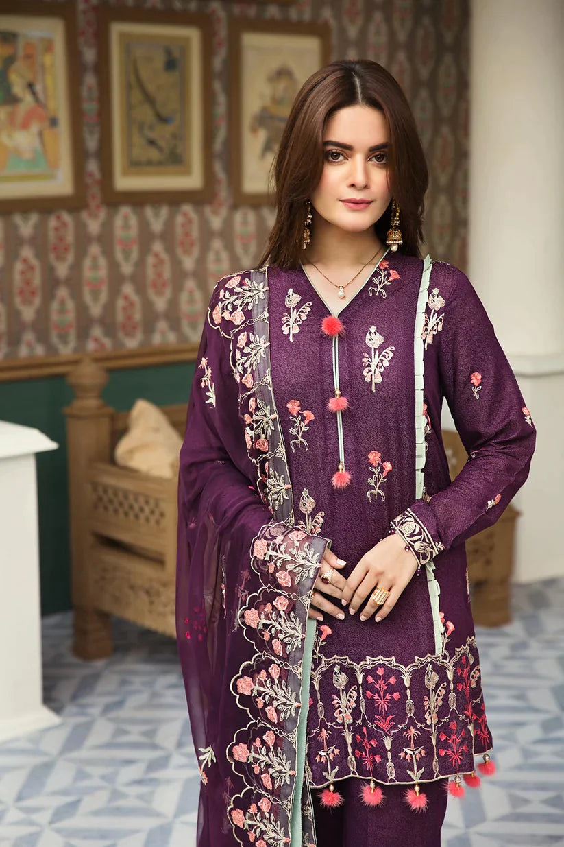 RANG RASIYA -3PC EMBROIDERED LINEN DRESS WITH EMBROIDERED CHIFFON DUPATTA- FW-25