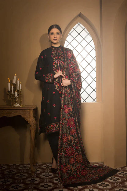 BAREEZE -3PC EMBROIDERED DHANAK DRESS WITH EMBROIDERED DHANAK WOOL SHAWL- FSW-11