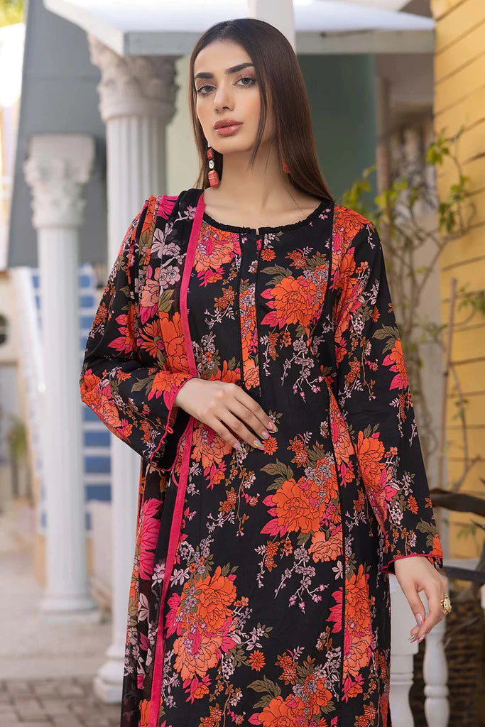 BAROQUE -3PC PRINTED DRESS WITH PRINTED KRINKLE CHIFFON DUPATTA- FP-01