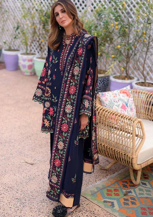 URISIYA -3PC EMBROIDERED DHANAK DRESS WITH EMBROIDERED DHANAK SHAWL- FW-49