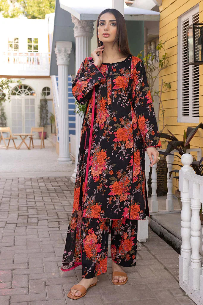BAROQUE -3PC PRINTED DRESS WITH PRINTED KRINKLE CHIFFON DUPATTA- FP-01