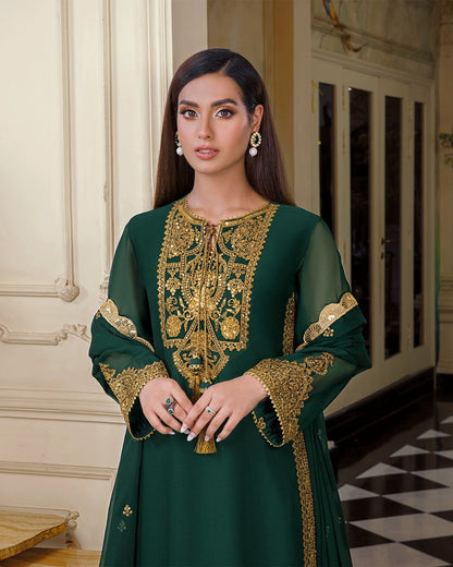 ASIM JOFA -HEAVY EMBROIDED FANCY VELVET DRESS WITH HEAVY EMBROIDED NET DUPATTA- FPW-10