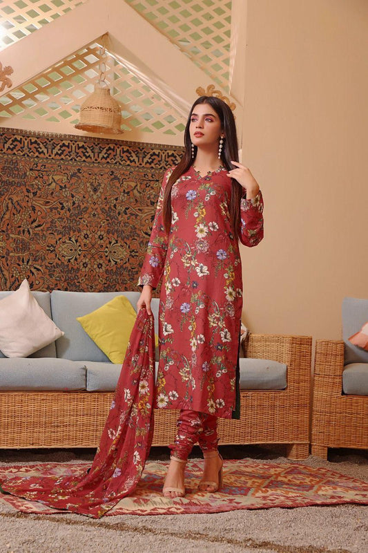 ROSH -3PC PRINTED PASHMINA DRESS WITH ORGANZA DUPATTA- FCO-127