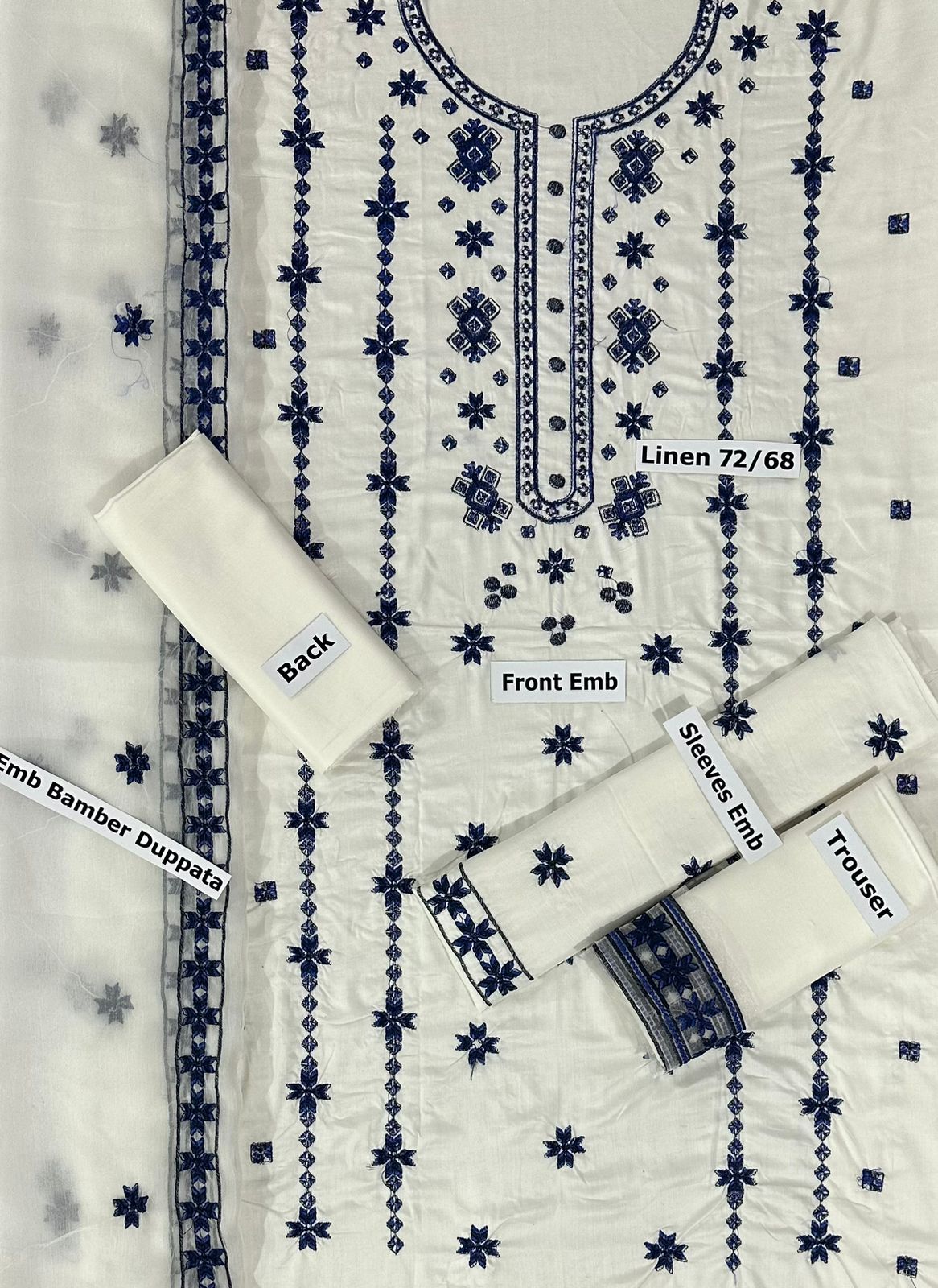 CROSS CULTURE -3PC EMBROIDED LINEN DRESS WITH EMBROIDED CHIFFON DUPATTA- FW-14