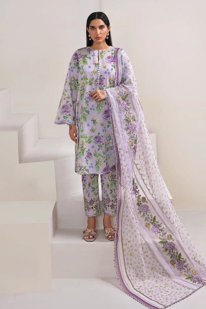 BAROQUE -3PC PRINTED LINEN DRESS WITH PRINTED LINEN DUPATTA- FW-36