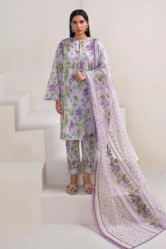 BAROQUE -3PC PRINTED LINEN DRESS WITH PRINTED LINEN DUPATTA- FW-36