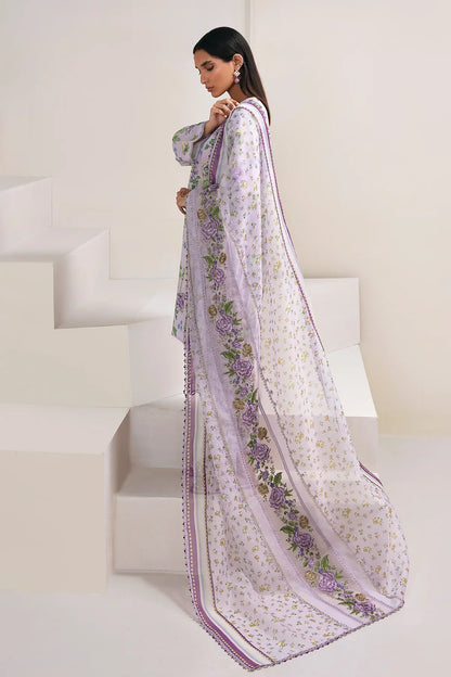 BAROQUE -3PC PRINTED LINEN DRESS WITH PRINTED LINEN DUPATTA- FW-36