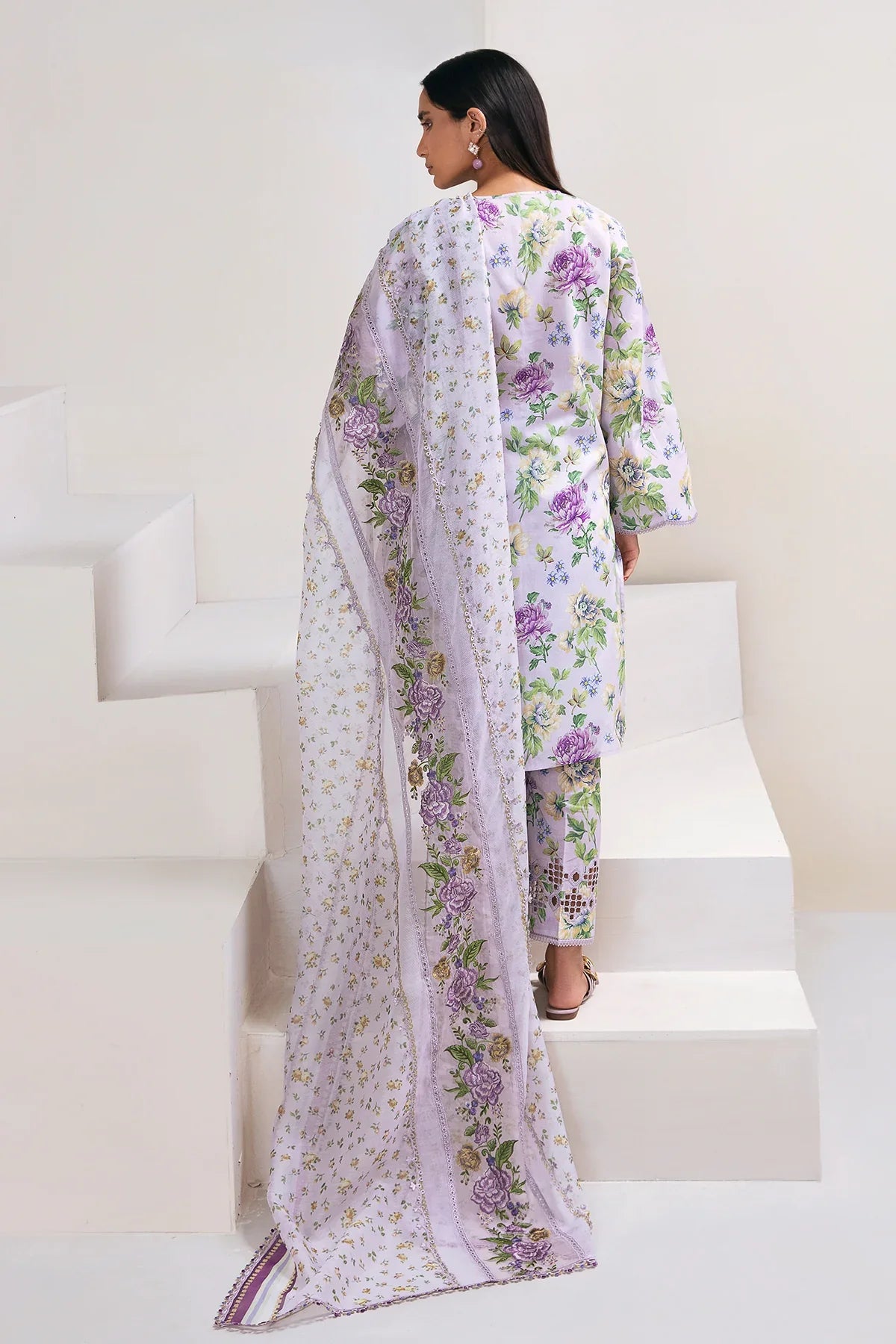 BAROQUE -3PC PRINTED LINEN DRESS WITH PRINTED LINEN DUPATTA- FW-36