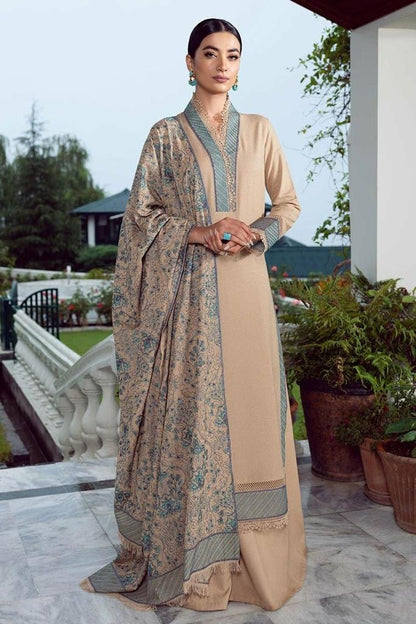 BAREEZE -3PC EMBROIDERED DHANAK DRESS WITH EMBROIDERED DHANAK SHAWL- FW-42