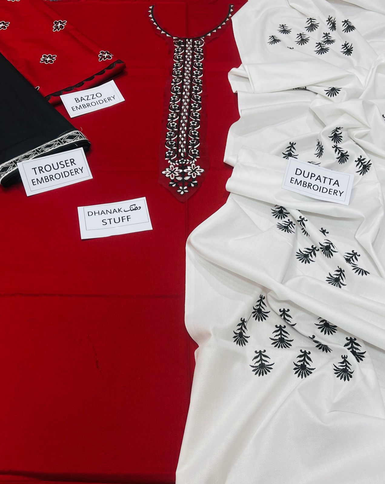 ZAHA -3PC EMBROIDERED DHANAK DRESS WITH EMBROIDERED DHANAK WOOL SHAWL- FW-93