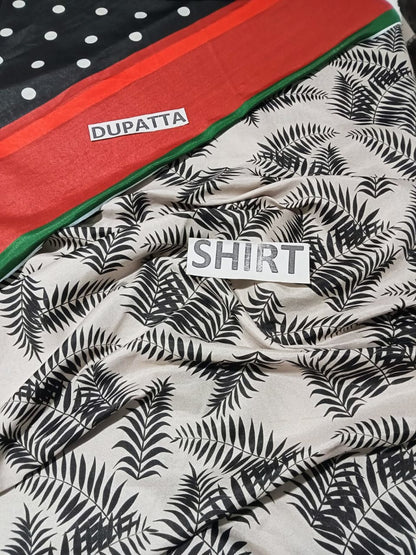 BAROQUE -3PC PRINTED KARANDI DRESS WITH KARANDI WOOL SHAWL- FW-98