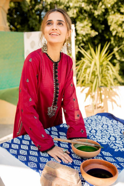 ZAHA -3PC EMBROIDERED DHANAK DRESS WITH EMBROIDERED DHANAK WOOL SHAWL- FW-93