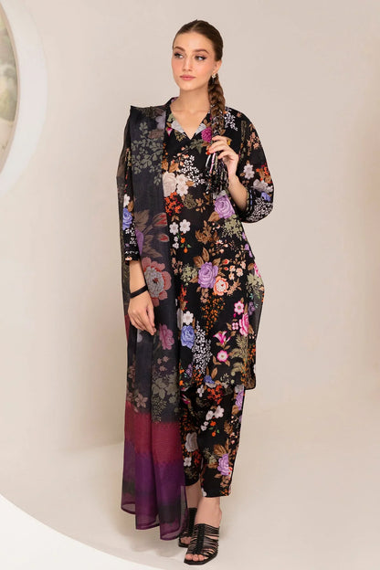 BAROQUE -3PC PRINTED LINEN DRESS WITH PRINTED LINEN DUPATTA- FW-08