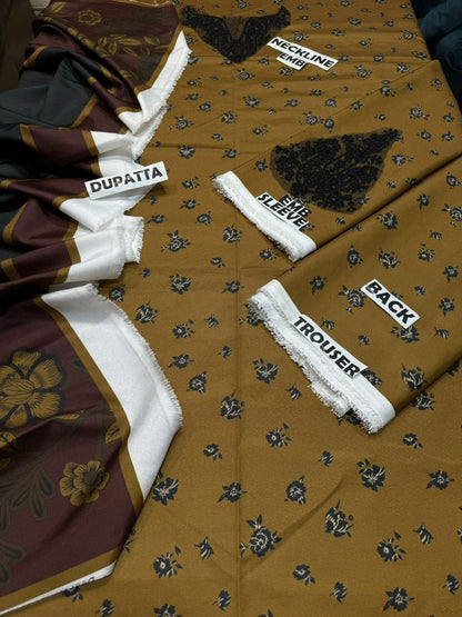 BAROQUE -3PC EMBROIDERED DHANAK DRESS WITH WOOL SHAWL- FW-84