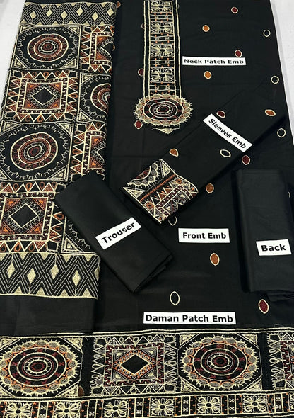 BAREEZE -3PC EMBROIDERED DHANAK DRESS WITH FULLY EMBROIDERED DHANAK SHAWL- FW-37