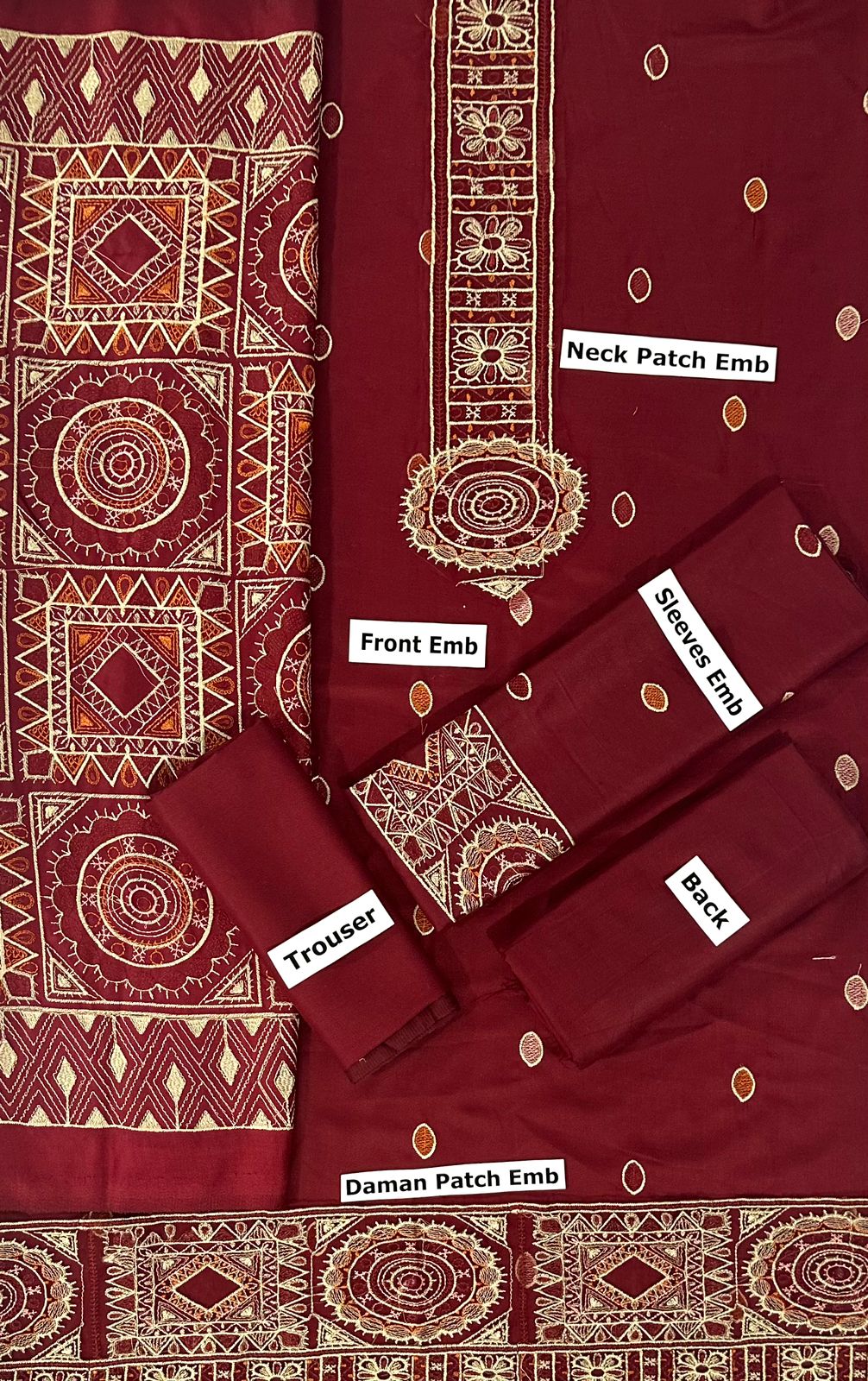 BAREEZE -3PC EMBROIDERED DHANAK DRESS WITH FULLY EMBROIDERED DHANAK SHAWL- FW-37