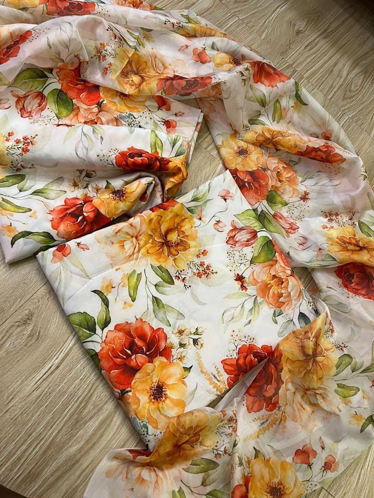 BAROQUE -3PC PRINTED LAWN DRESS WITH SILK DUPATTA- FP-05