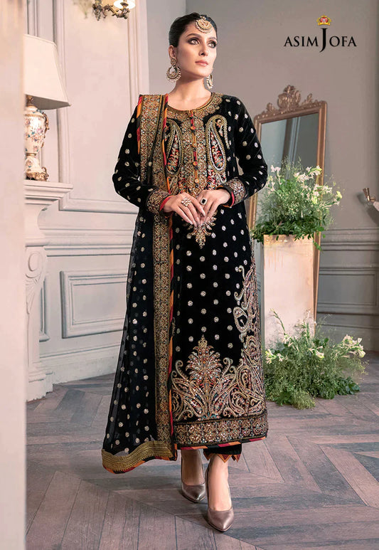ASIM JOFA -3PC HEAVY FANCY EMBROIDERED FANCY DRESS WITH 4 SIDE HEAVY EMBROIDERED DUPATTA- FPW-82
