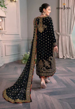 ASIM JOFA -3PC HEAVY FANCY EMBROIDERED FANCY DRESS WITH 4 SIDE HEAVY EMBROIDERED DUPATTA- FPW-82