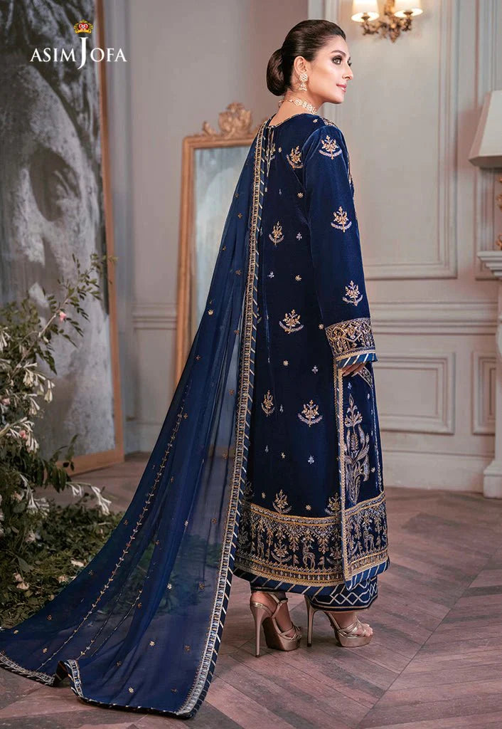 ASIM JOFA -3PC HEAVY EMBROIDERED VELVET DRESS WITH FULLY HEAVY EMBROIDERED NET DUPATTA- FPW-33