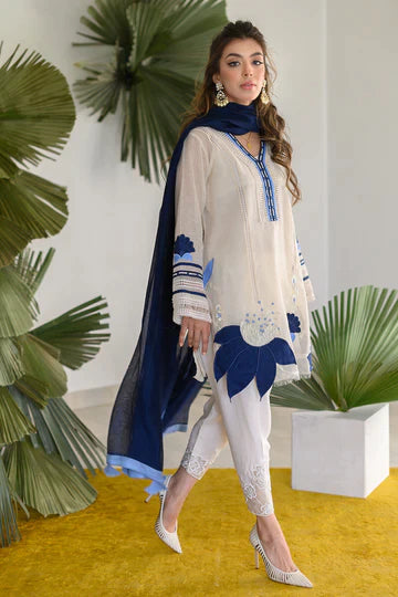 NADIA FAROOQI -3PC EMBROIDERED KHADDAR DRESS WITH WOOL SHAWL- FW-65