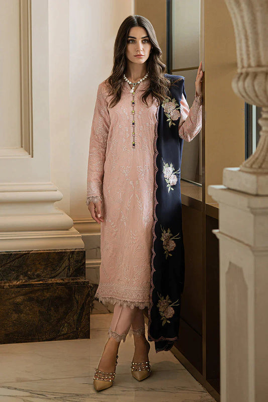 MUSHQ -3PC EMBROIDED LINEN DRESS WITH EMBROIDED CHIFFON DUPATTA- FW-13