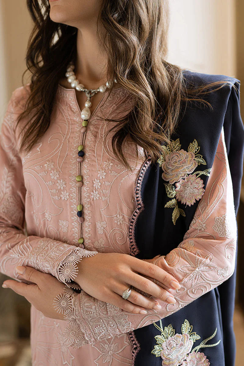 MUSHQ -3PC EMBROIDED LINEN DRESS WITH EMBROIDED CHIFFON DUPATTA- FW-13