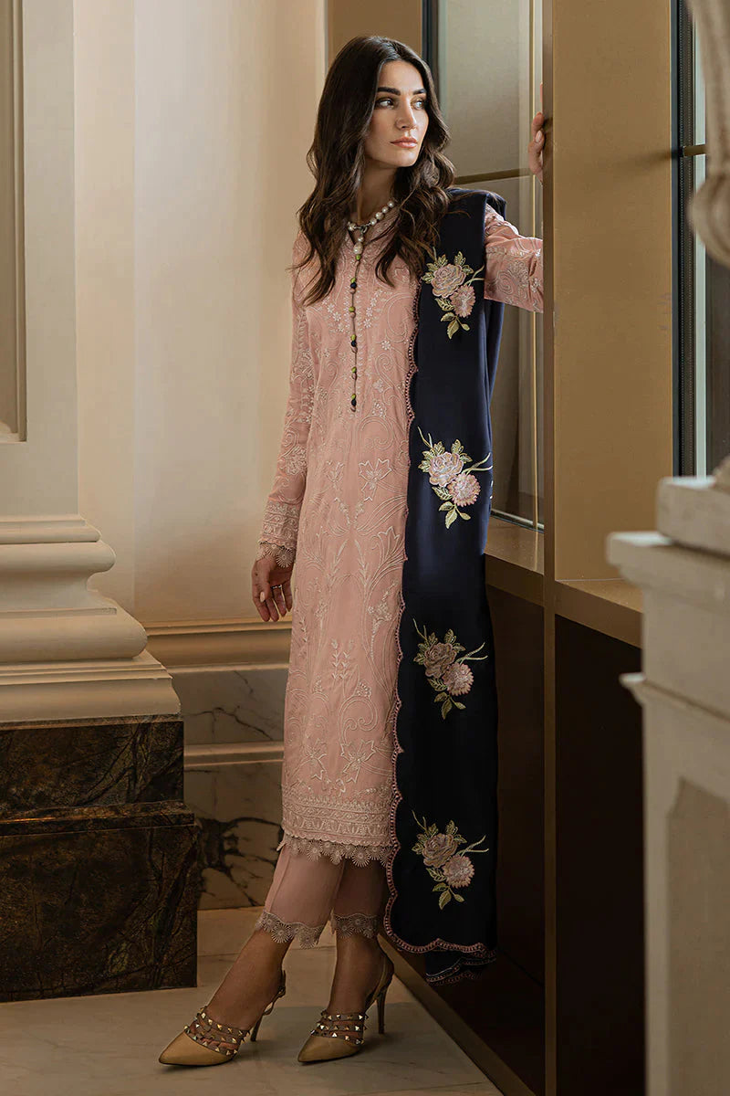 MUSHQ -3PC EMBROIDED LINEN DRESS WITH EMBROIDED CHIFFON DUPATTA- FW-13