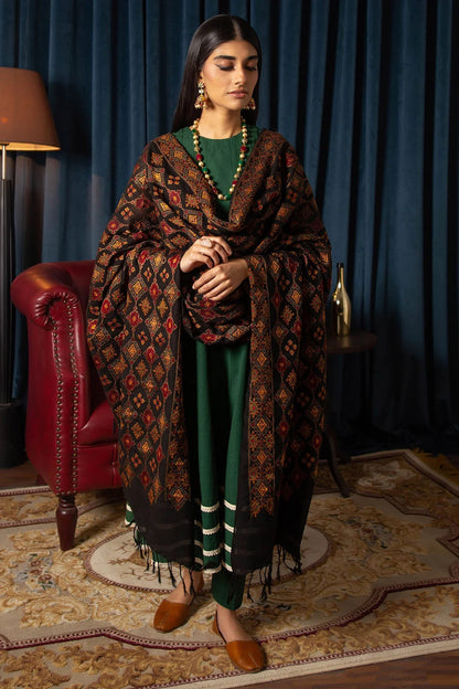 MOTIFZ -EMBROIDED DHANAK DRESS WITH EMBROIDED DHANAK WOOL SHAWL- FCW-01