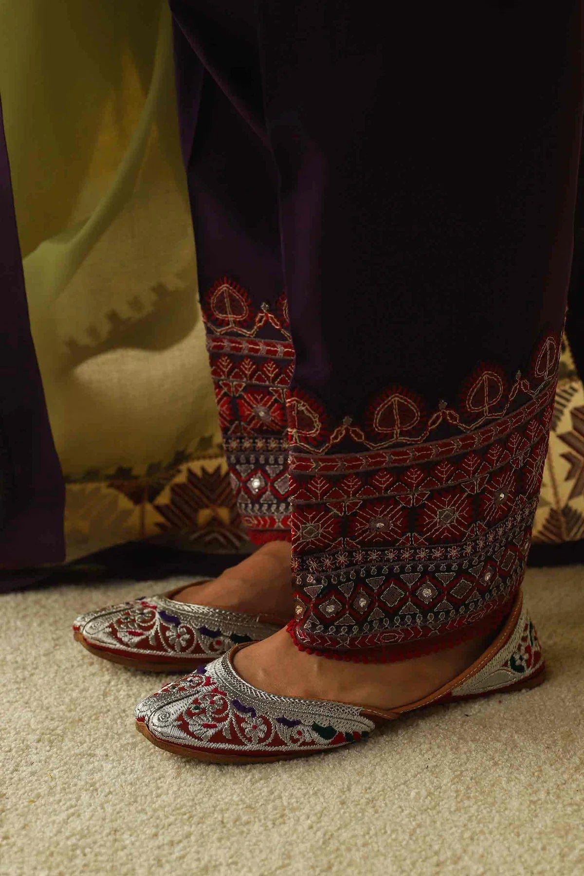 ZARA SHAHJAHAN -3PC EMBROIDERED MARINA DRESS WITH EMBROIDERED MARINA WOOL SHAWL- FW-91