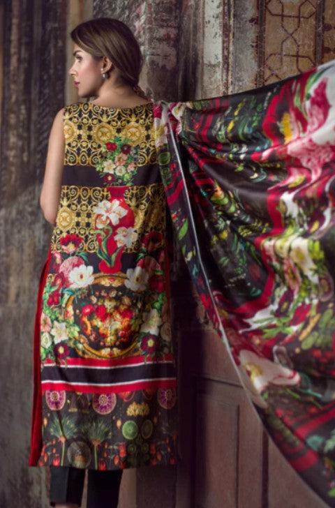 ASIFA NABEEL -3PC EMBROIDED PASHMINA DRESS WITH SILK DUPATTA- FC-133