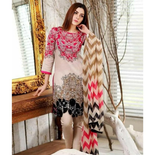 CHARIZMA -3PC EMBROIDERED LINEN DRESS WITH LINEN DUPATTA- FW-71