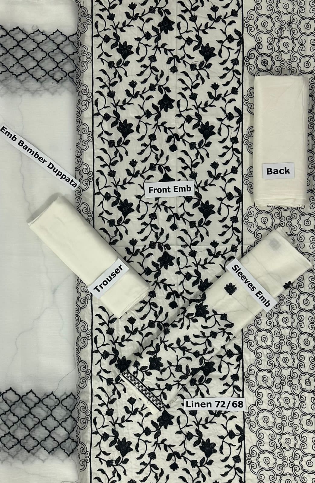 BAREEZE -3PC EMBROIDERED LINEN DRESS WITH EMBROIDERED CHIFFON DUPATTA- FW-97