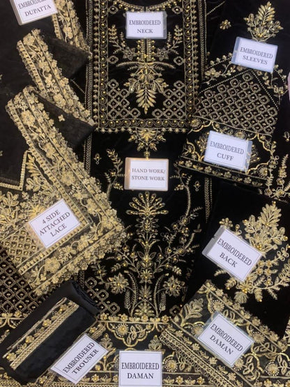GULAAL -3PC FANCY HEAVY FULLY EMBROIDERED VELVET DRESS WITH 4 SIDE HEAVY EMBROIDERED DUPATTA WITH HEAVY EMBROIDERED PALLU ATTACH- FPW-83