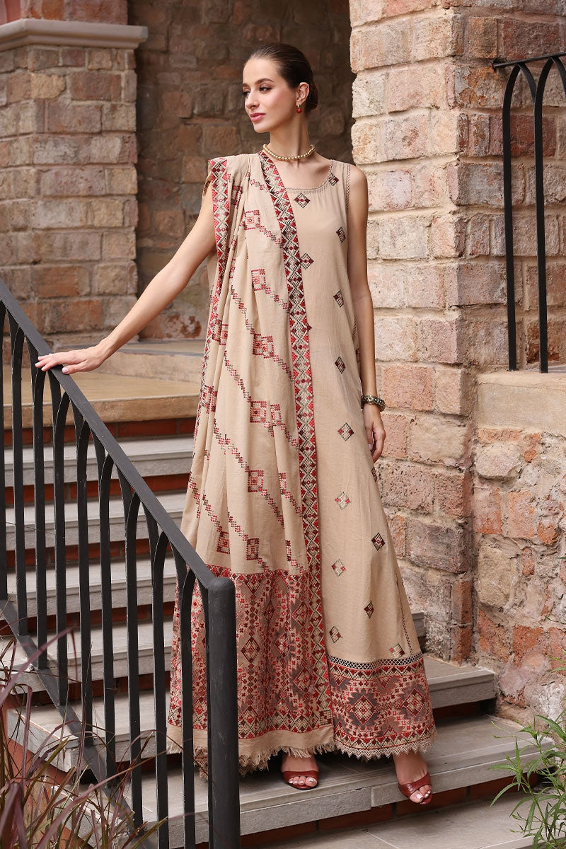 BAREEZE -3PC EMBROIDERED DHANAK DRESS WITH 4 SIDE EMBROIDERED DHANAK WOOL SHAWL- FW-106