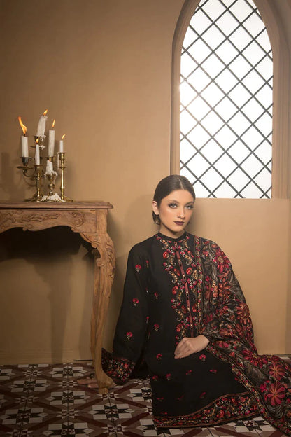 BAREEZE -3PC EMBROIDERED DHANAK DRESS WITH EMBROIDERED DHANAK WOOL SHAWL- FSW-11