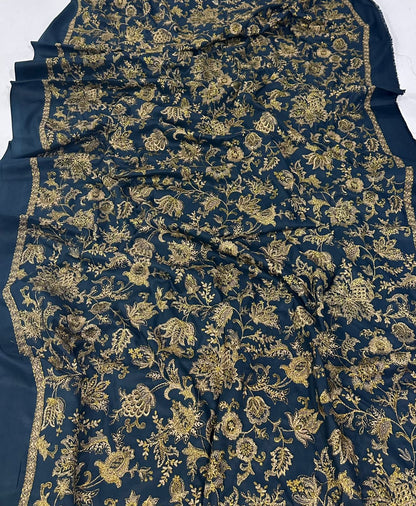 REET BY RAMSHA -3PC EMBROIDERED DHANAK DRESS WITH EMBROIDERED DHANAK SHAWL- FW-19