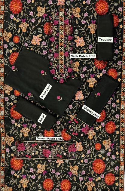 BAREEZE -3PC EMBROIDERED DHANAK DRESS WITH EMBROIDERED DHANAK WOOL SHAWL- FSW-11