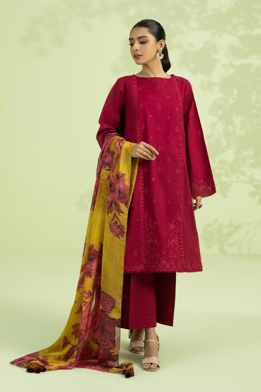 BAREEZE -3PC EMBROIDERED DHANAK DRESS WITH WOOL SHAWL- FW-31