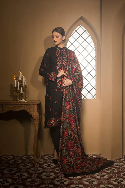 BAREEZE -3PC EMBROIDERED DHANAK DRESS WITH EMBROIDERED DHANAK WOOL SHAWL- FSW-11